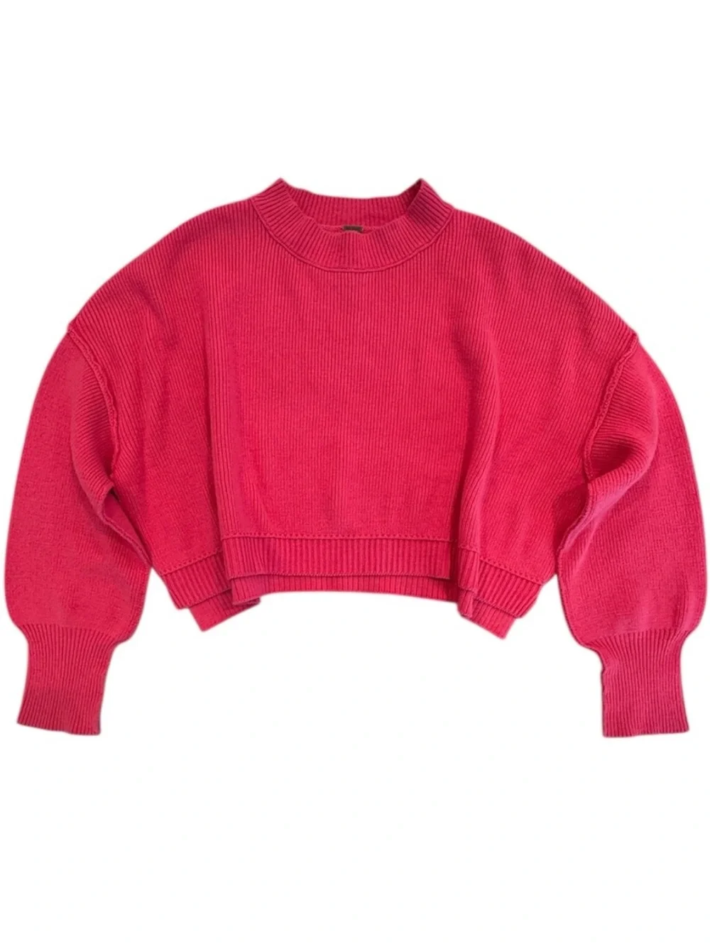 Free People Easy Oversized Cropped Sweater in Mademoiselle Pink Size L
